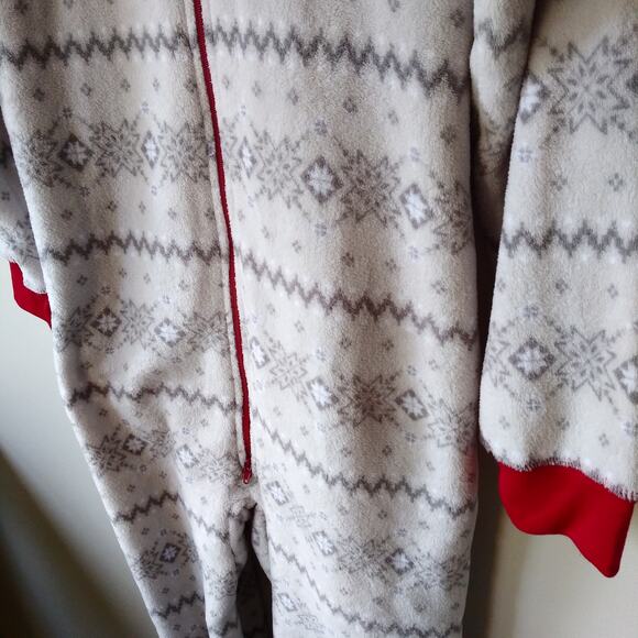 NEW Macys Family Pajamas PJ Men M Winter Fairisle Onesie Hood Pockets Soft Plush - Picture 5 of 13
